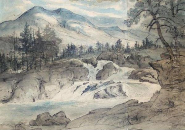 Labrofossen (the Labro Falls) Oil Painting by Thomas Fearnley