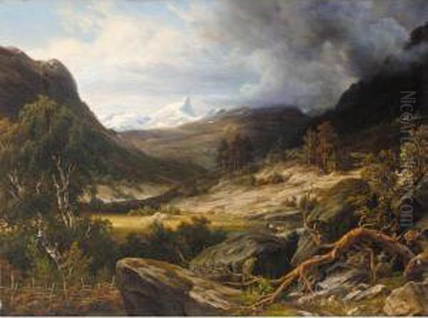 Ryttere I Landskap (riders In A Landscape) Oil Painting by Thomas Fearnley