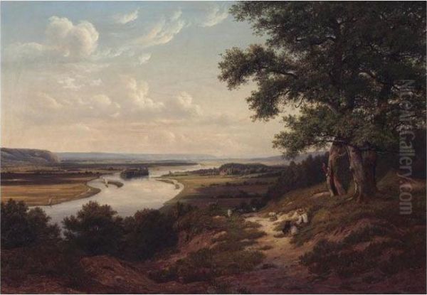 Elbendalen (the Elbe Valley) Oil Painting by Thomas Fearnley