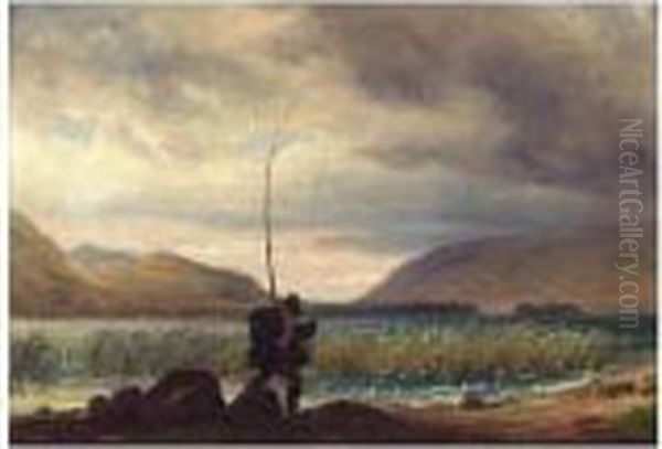 Fiskeren Ved Derwent Water (fisherman By Derwent Water) Oil Painting by Thomas Fearnley