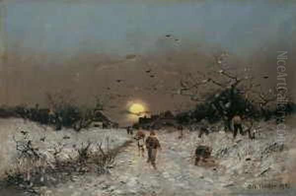 Winterabend. Oil Painting by Otto Fedder