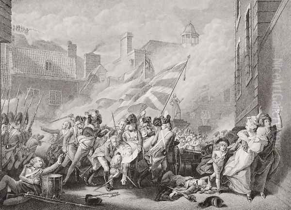 The death of Major Peirson at St. Helier, retaking Jersey from the French, 8 January 1781, from Illustrations of English and Scottish History Volume II Oil Painting by John Singleton Copley