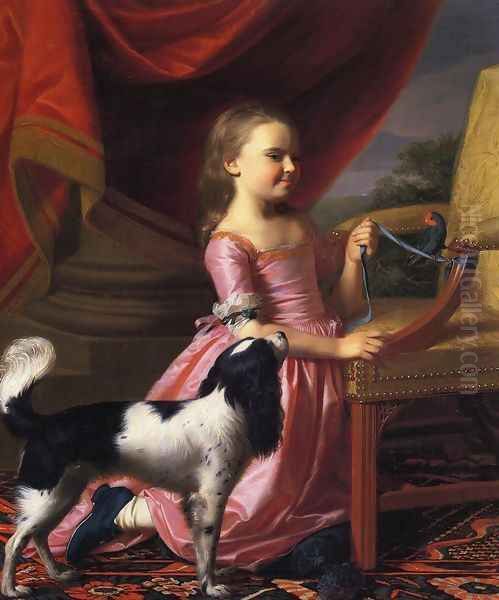 Young Lady with a Bird and Dog Oil Painting by John Singleton Copley