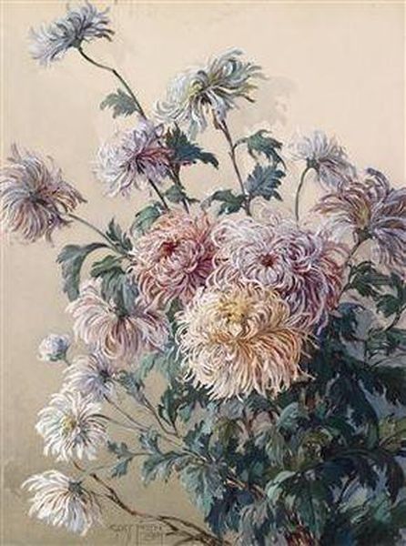 Chrysanthemen Oil Painting by Gustav Feith