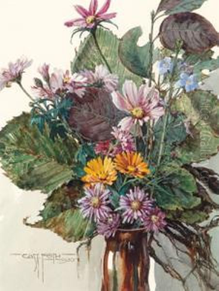 Gartenblumen Und Blatter Oil Painting by Gustav Feith