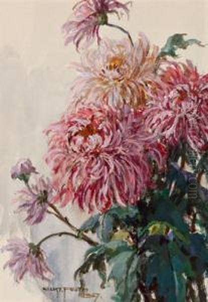 Chrysanthemen Oil Painting by Gustav Feith