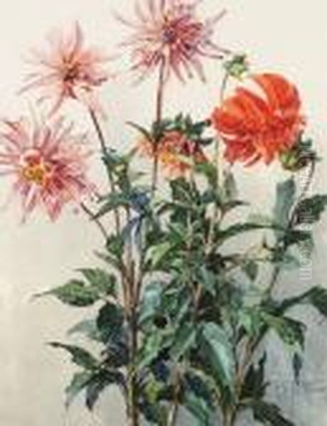 Dahlien Oil Painting by Gustav Feith