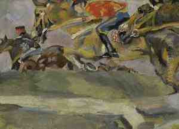 Reiterregiment. 1910 Oil Painting by Max Feldbauer