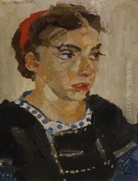 Portrat Frau Schottenhamel. Oil Painting by Max Feldbauer