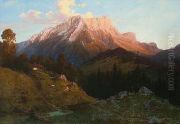 Alpenansicht Oil Painting by Ferdinand Feldhutter