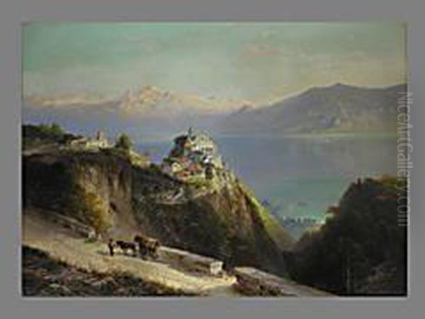 Madonna Del Sasso Am Lago Maggiore Oil Painting by Ferdinand Feldhutter