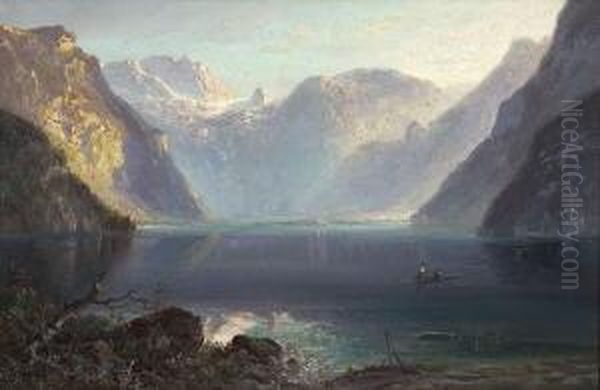 Der Konigssee Oil Painting by Ferdinand Feldhutter