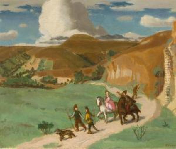 Riders And Shepherds Oil Painting by Adolf Fenyes