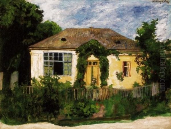 My Studio In Nagybanya (house Among Trees) Oil Painting by Karoly Ferenczy