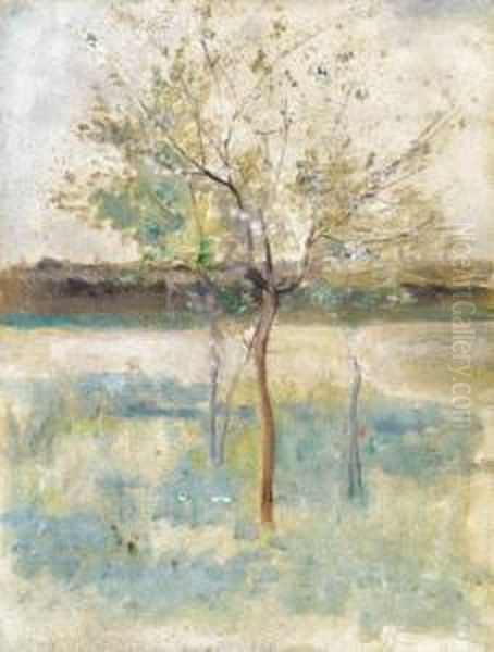 Blooming Tree Oil Painting by Karoly Ferenczy