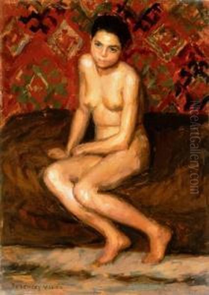 Model In Nagybanya Oil Painting by Valer Ferenczy