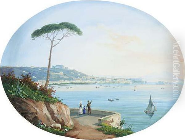 View Of Naples From Posillipo; And View Of Sorrento Oil Painting by Francesco Fergola