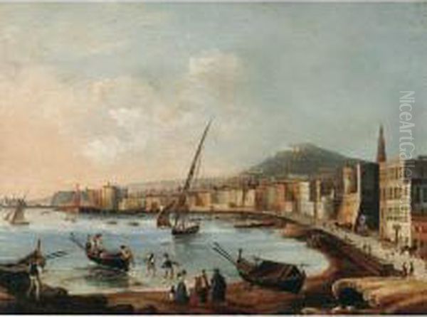 Napoli (la Marinella) Oil Painting by Salvatore Fergola