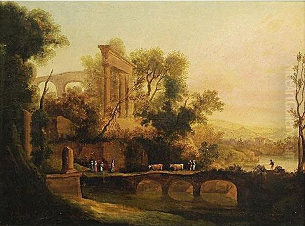 Paesaggio Con Rovine Romane Oil Painting by Salvatore Fergola