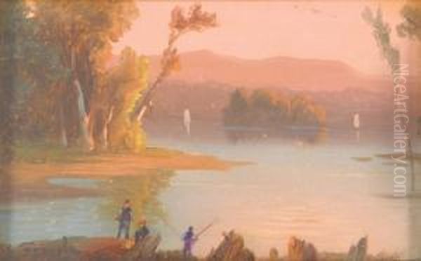 Veduta Del Lago Di Averno Oil Painting by Salvatore Fergola