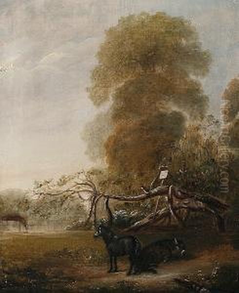 The Original Ribston Apple Tree With Favourite Pony And Donkey Oil Painting by John Jnr. Ferneley