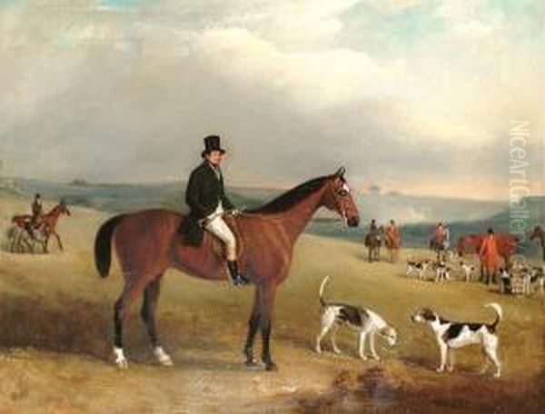 A Gentleman Out Hunting Oil Painting by John Jnr. Ferneley