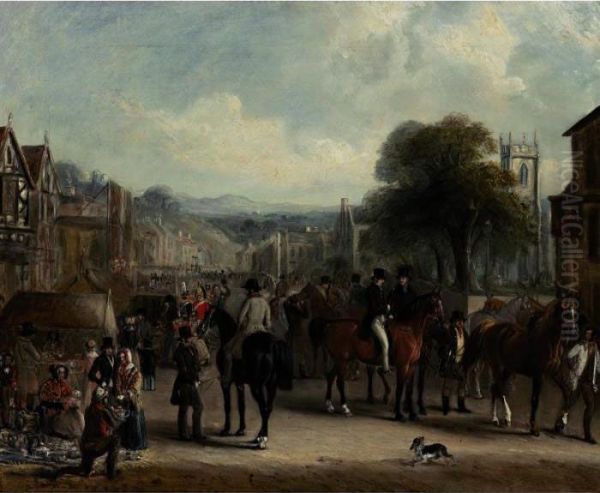 Melton Mowbray Market Oil Painting by John Jnr. Ferneley