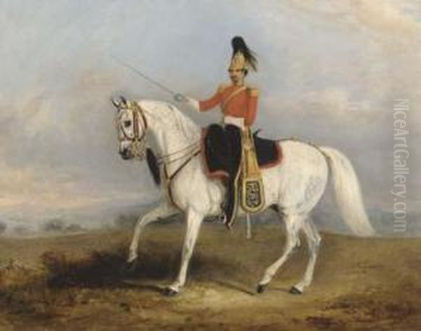 An Officer Of The Dragoon Guards Oil Painting by John Jnr. Ferneley