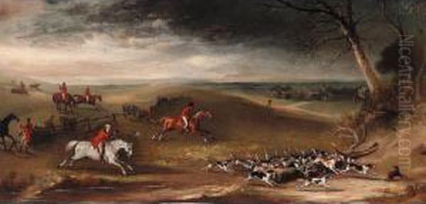 The Belvoir Hunt Near Stathern Village Oil Painting by John Jnr. Ferneley