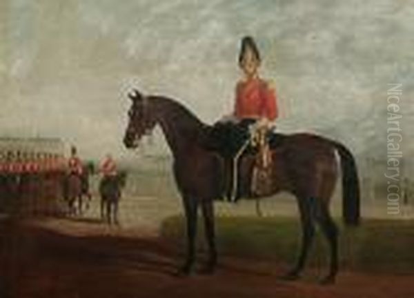 An Officer Of The 1st King's Dragoon Guards Mounted On Horseback Oil Painting by John Jnr. Ferneley