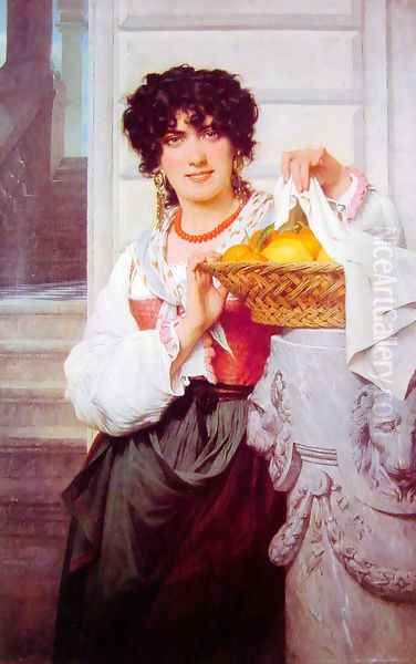 Pisan Girl with Basket of Oranges and Lemons Oil Painting by Pierre Auguste Cot