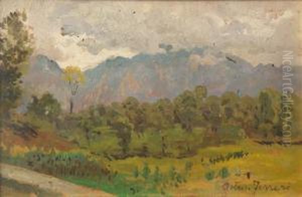 Paesaggio Della Valle D'aosta Oil Painting by Arturo Ferrari