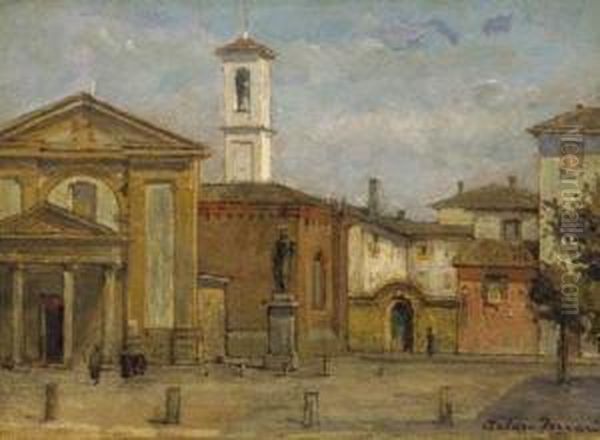 Piazza Borromeo, Milano Oil Painting by Arturo Ferrari