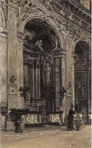 Interno Del Duomo Oil Painting by Arturo Ferrari