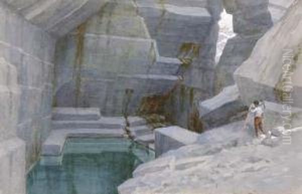 Le Cave Di Marino, 1908 Circa Oil Painting by Ettore Ferrari