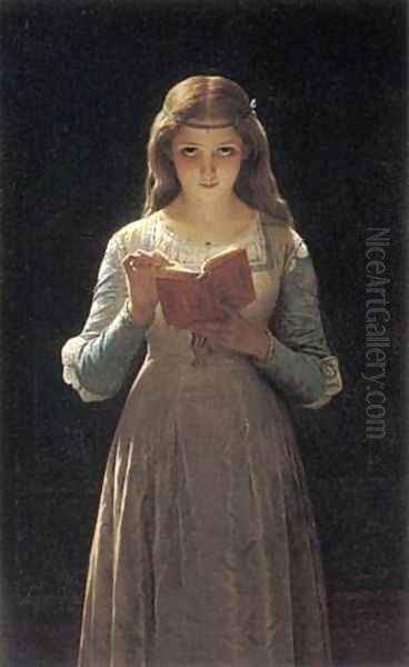 Young Maiden Reading a Book Oil Painting by Pierre Auguste Cot