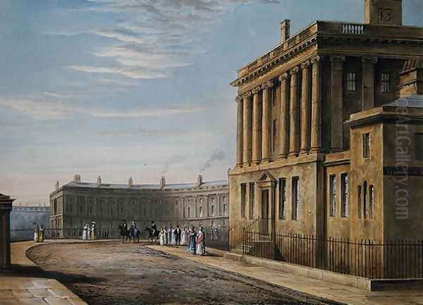 The Royal Crescent, Bath 1820 Oil Painting by David Cox