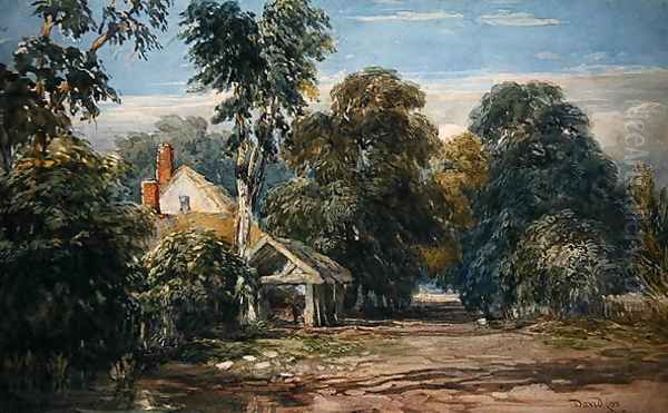 A Cottage and Byre at the Edge of a Wood, 1845 Oil Painting by David Cox