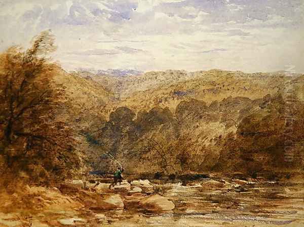 A Derbyshire River 1845 Oil Painting by David Cox