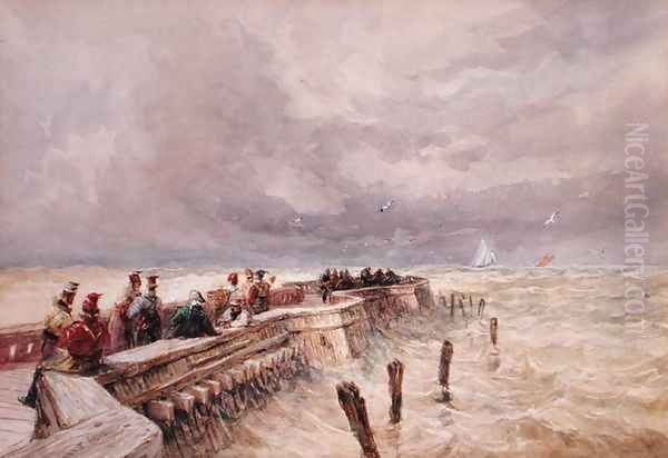 Calais Pier 2 Oil Painting by David Cox