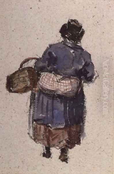 A Welsh Woman Oil Painting by David Cox