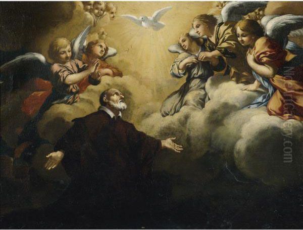 St Philip Neri In Glory Oil Painting by Ciro Ferri