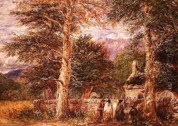 Bettws-y-Coed Church, North Wales, 1852 Oil Painting by David Cox