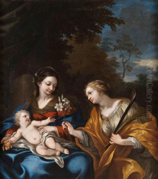 Madonna Con Bambino E Santa Martina Oil Painting by Ciro Ferri