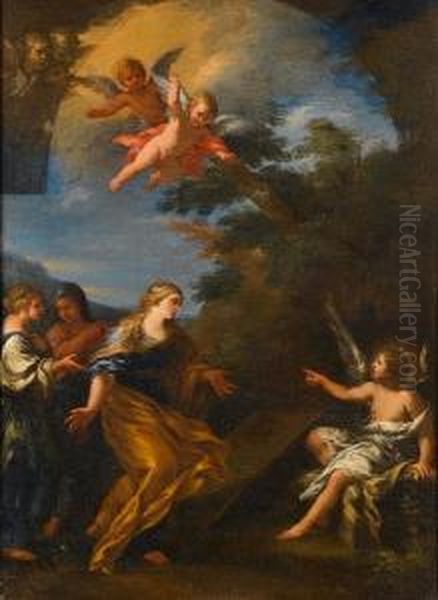 The Three Marys At The Sepulchre Oil Painting by Ciro Ferri