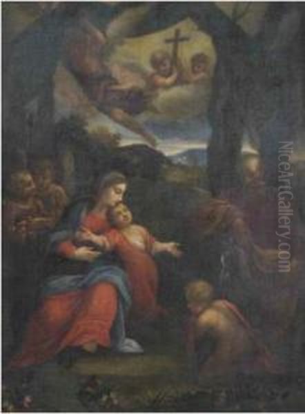 Riposo Durante La Fuga In Egitto Oil Painting by Ciro Ferri