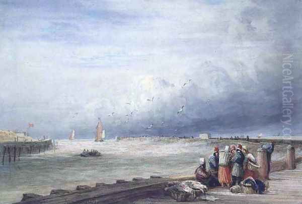 Calais Pier 3 Oil Painting by David Cox