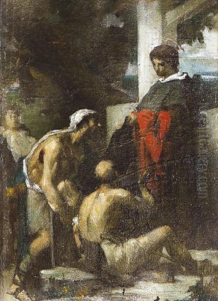 Saint Visitant Les Malades Oil Painting by Gabriel Joseph Marie Augustin Ferrier