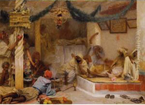 Les Fumeurs De Kiff Oil Painting by Gabriel Joseph Marie Augustin Ferrier