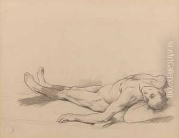 Etude D'homme Nu En Repos Oil Painting by Gabriel Joseph Marie Augustin Ferrier